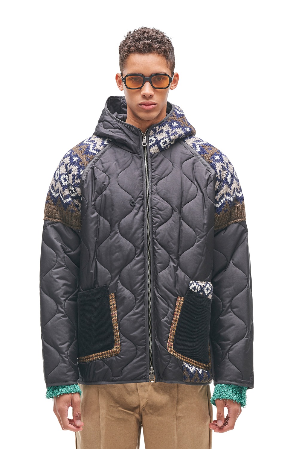 KNIT PATCH QUILTED JUMPER (BLACK)