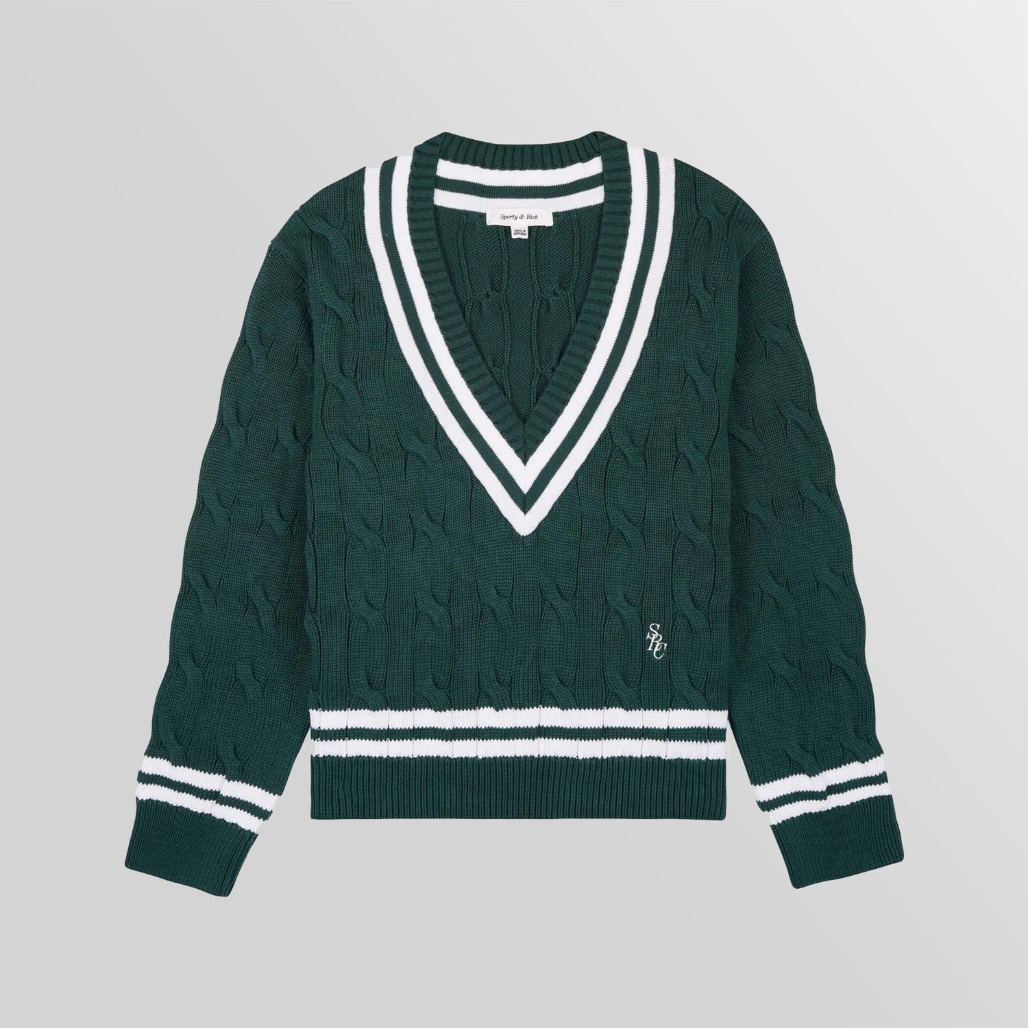 SRC CABLEKNIT V NECK SWEATER (FOREST)