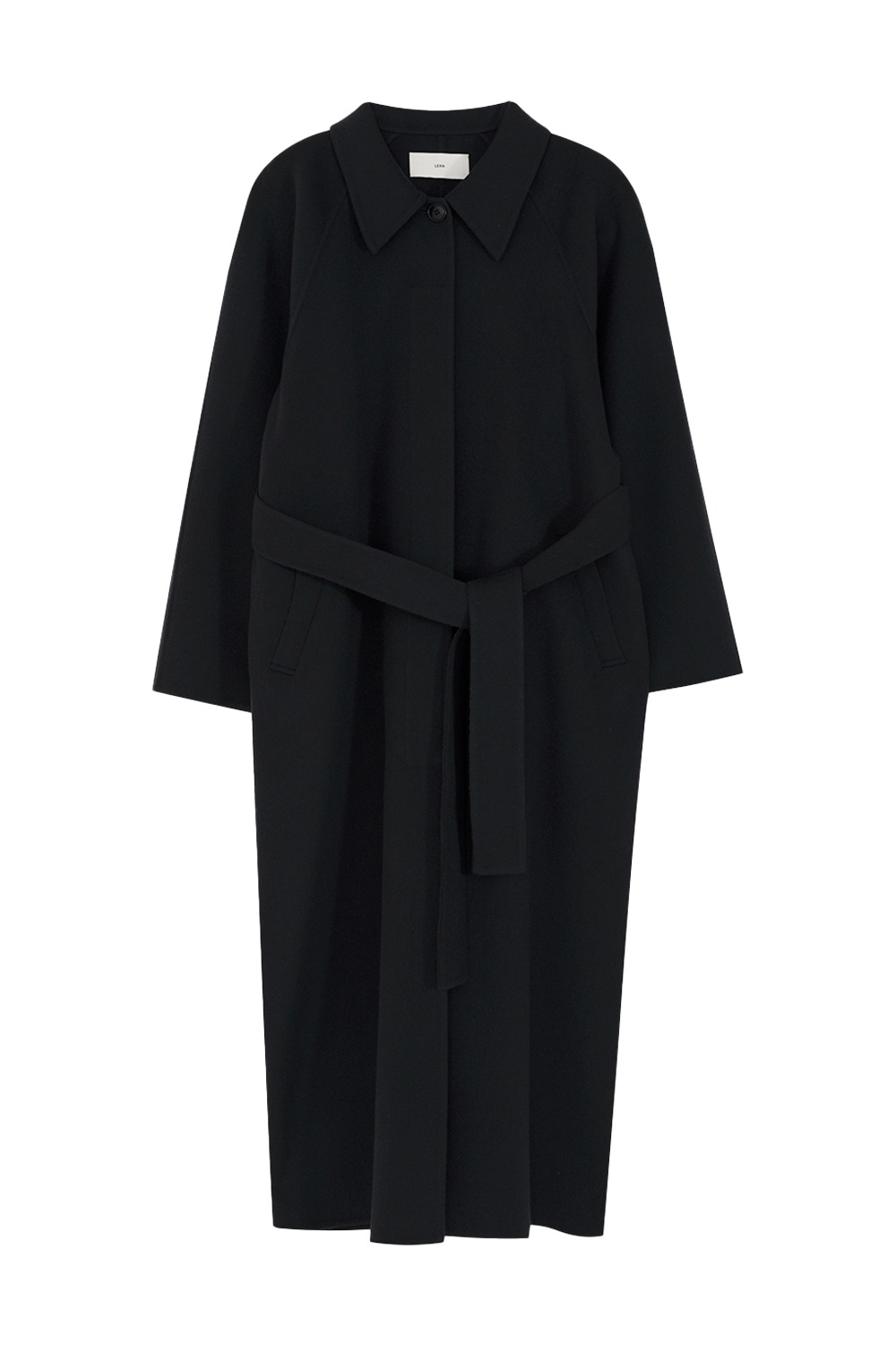 BELTED WOOL AND CASHMERE-BLEND COAT (DARK NAVY)