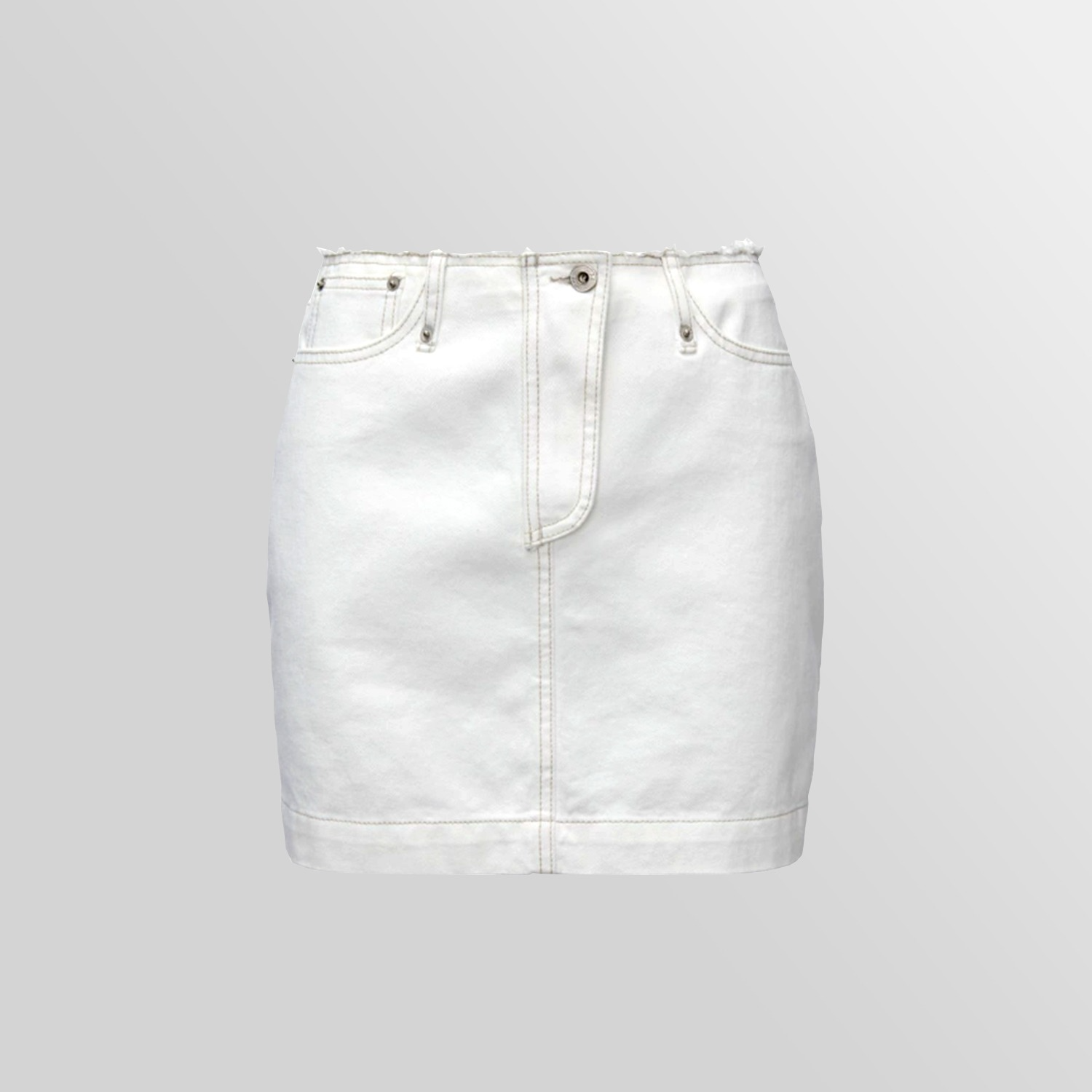 COTTON OUT ZIP-FLY SKIRT (WHITE)