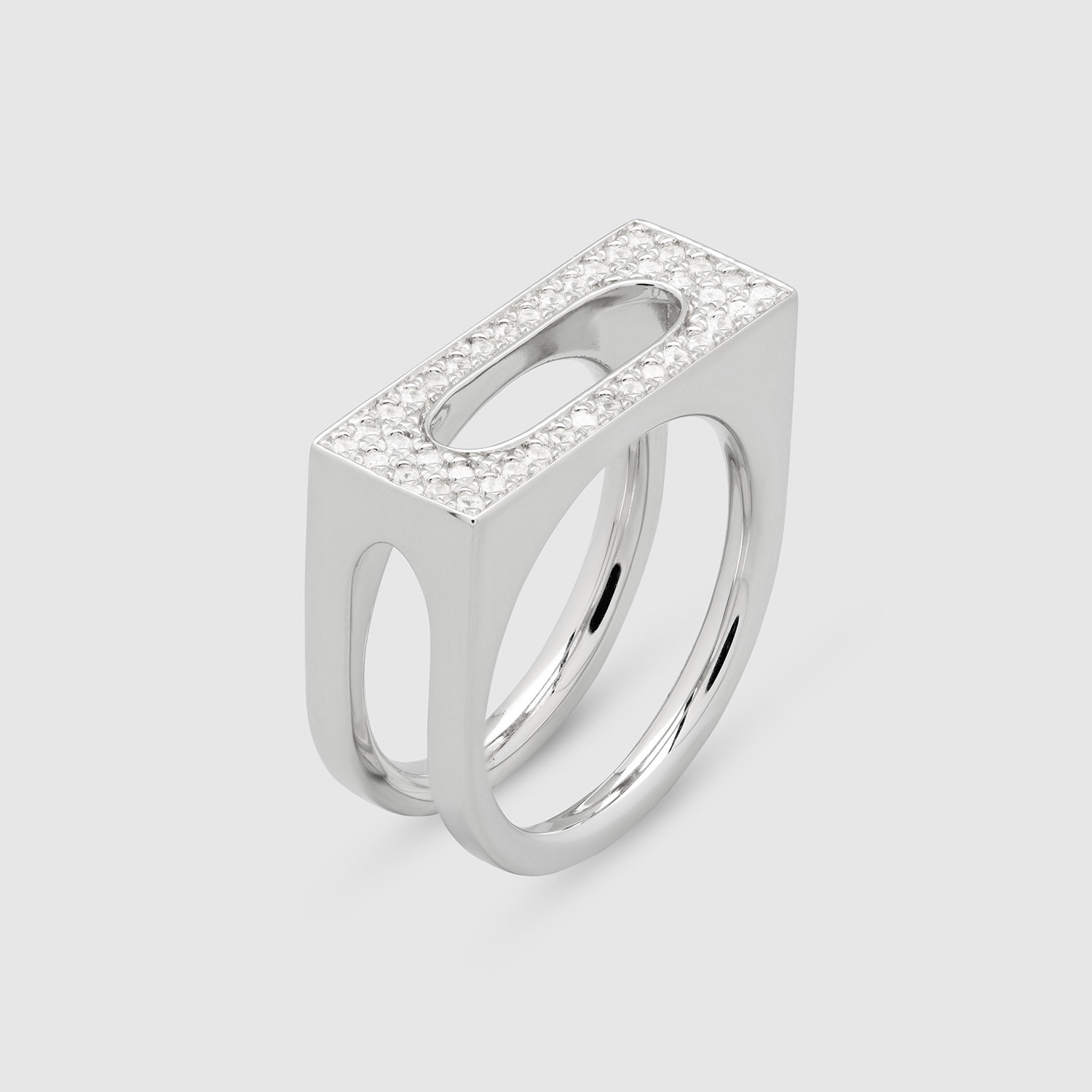 CAGE RING SINGLE CLEAR WHITE