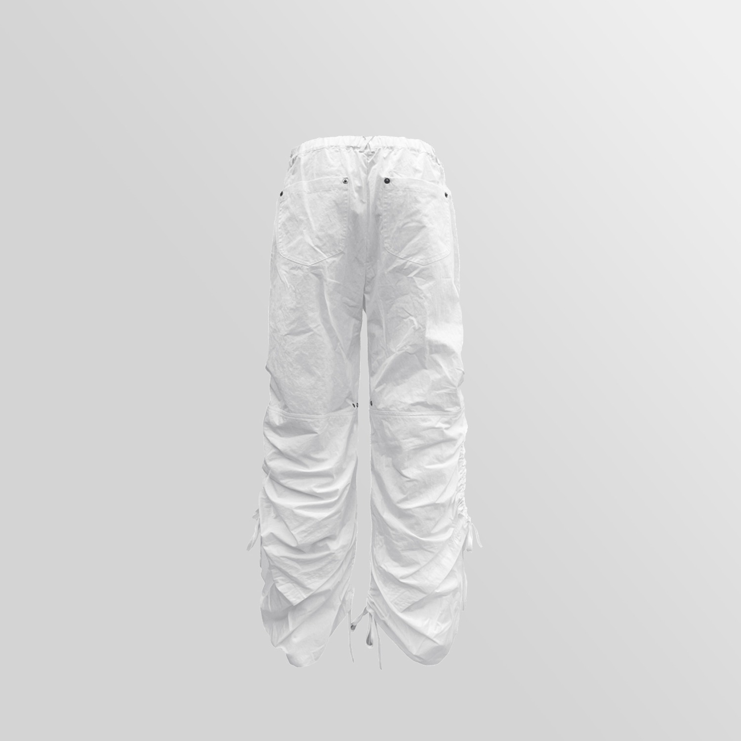 LAYERED WAIST BONDED PANTS (UNISEX) (WHITE)