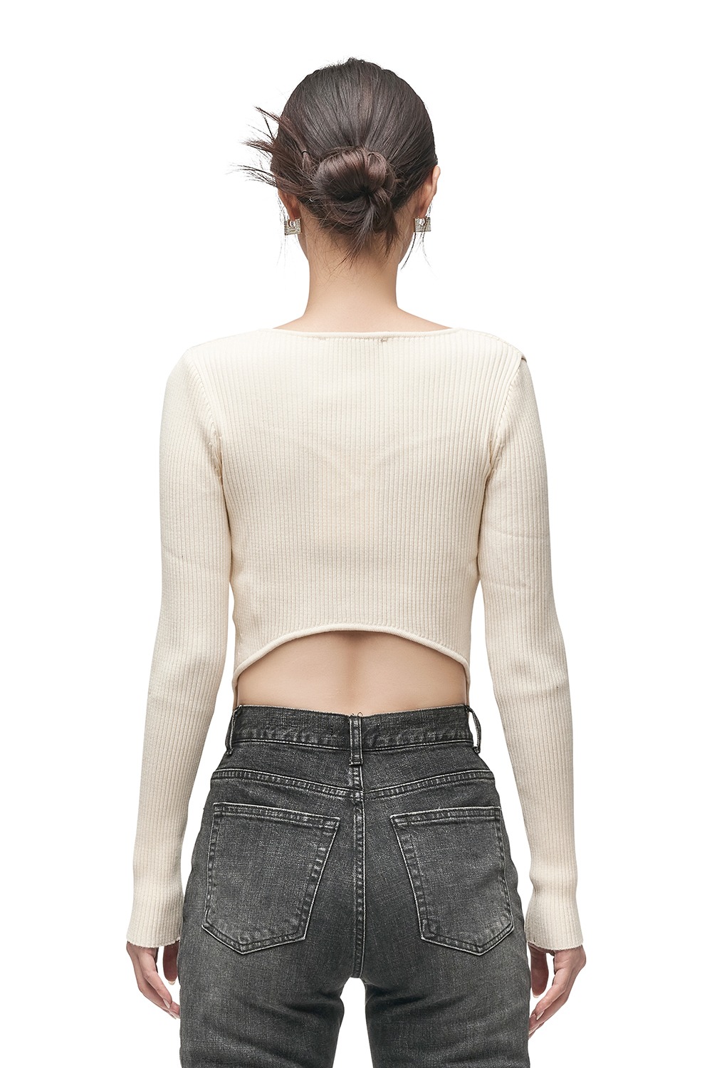 BUSTIER RIBBED KNIT TOP (CREAM)