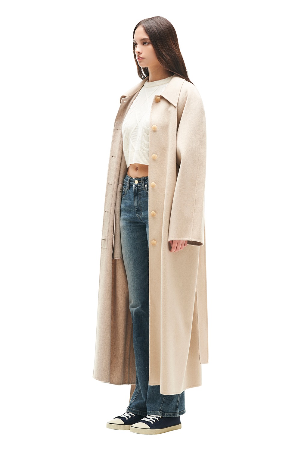 BELTED WOOL AND CASHMERE-BLEND COAT (OATMEAL)